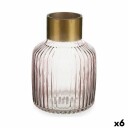 Gift Decor Vase Striper Rosa Gyllen Glass 14,5 X 22 X 14,5 Cm (6 Enheter)