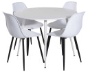 Venture Design Plaza & Polar spisegruppe Hvit/hvit 4 st stoler & bord 100 cm