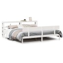  Sengeramme med madrass hvit 200x200 cm heltre furu 3305809