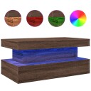  Salongbord med LED-lys brun eik 90x50x40 cm 8721012466227