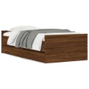 vidaXL Sengeramme med skuffer brun eik 90x190 cm 8721012246010