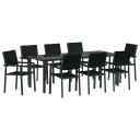 9 Delt Hage Spisesett Svarte Poly Rattan
