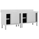 Arbeidsbenk med skyvedører 2 stk 200x50x(95-97)cm rustfritt stål
