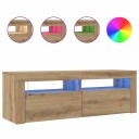  TV-benk med LED-lys artisan eik 120x35x40 cm konstruert tre 8721158437778