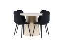 Venture Home Lanzo Spisegruppe 120 cm Rund med 4 Polar stoler Whitewash/Sort