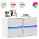  Vegghengte TV-benker med LED 2 stk hvit 41x31x45 cm