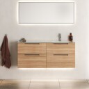 Macro Design Crown Stripe Servantskap 4-skuff - med Høyre Glasservant 120cm Svart eik / Glass Edge