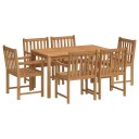 vidaXL Utendørs spisestue 7 deler heltre teak