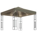  Paviljong med LED lysslynge 3x3 m gråbrun stoff