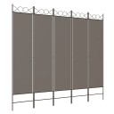 vidaXL Romdeler 5 paneler antrasitt 200x200 cm stoff