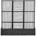 Sort Polyrattan Blomsterkasse med espalier 103x103x29 cm