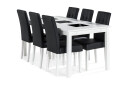 Basic Home Spisegruppe Octavia Forlengningsbar 180 cm med 6 Leo Stoler Hvit|Svart PU