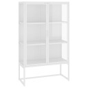 vidaXL Highboard hvit 80x35x135 cm stål og herdet glass
