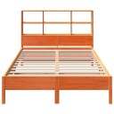  Seng med bokhylle uten madrass voksbrun 120x200 cm heltre furu 8721158616623