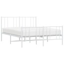 vidaXL Sengeramme i metall med hode- og fotgavl hvit 150x200 cm