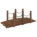 vidaXL Hagebro med kjettingrekkverk 150x67x56 cm heltre gran
