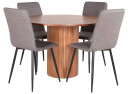 Venture Design Bianca & Windu spisegruppe Grå/valnøtt 4 stoler & bord 110 cm