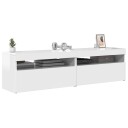 vidaXL TV-benker 2 stk med LED-lys høyglans hvit 75x35x40 cm