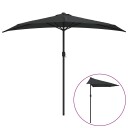 vidaXL Balkongparasoll med aluminiumsstang svart 270x135x245 cm halv