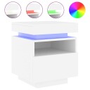  Nattbord med LED hvit 40x39x48,5 cm 836784