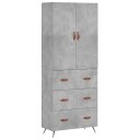  Highboard betonggrå 69,5x34x180 cm konstruert tre