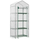 Hvitt foliedrivhus med 4 hyller, 70x50x160 cm