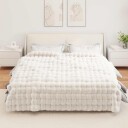  Faux kaninullteppe 4 pcs Hvit 220 x 240 cm Polyester