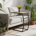 C formet sidebord – slankt metall  og MDF design