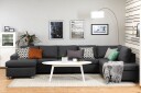 Crazy 5 seters Høyrevendt U formet X Large Sofa med Divan og Sjeselong i Stoff   Mørk grå