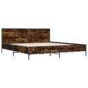 Sengeramme røkt eik 200x200 cm konstruert tre og metall 8721102613159