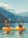Women Drinnking On Water Lake Plakat Plakat / 21x30cm