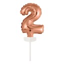 Kakedekorasjon Tallballong Mini Roségull   Siffer 2