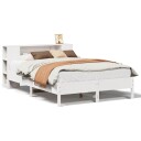  Seng med bokhylle uten madrass hvit 140x190 cm heltre furu 3322838