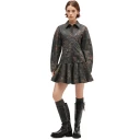 Ganni Stretch Cotton Buttoned Mini Dress In Phantom Floral   Grey   44