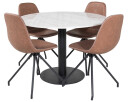Venture Design Estelle & Polar spisegruppe Hvit/brun 4 st stoler & bord 106 cm