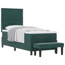  Box Spring Seng med Madrass & Benk Mørkegrønn 80x200 cm Fløyel