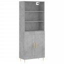 vidaXL Highboard betong grå 69,5x34x180 cm konstruert tre 8720845933128