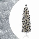 vidaXL Kunstig smalt juletre med julekuler 180 cm 300 LED-lys Varmhvit