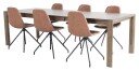 Venture Design Slider Spisebord m. uttrekk, Røkt Eik med 6 Polar-stoler m. spin, Brun PU   Unoliving