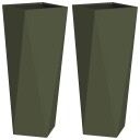 vidaXL Plantekassed 2 pcs Olivengrønn 30 x 30 x 75 cm Stål
