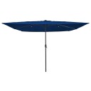  Firkantet hageparasol med LED lamper 295x245 cm Azurblå