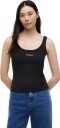 Tommy Jeans Tjw Slim Script Rib Tank   Black   XL