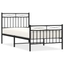 vidaXL Sengeramme i metall med hode- og fotgavl svart 90x200 cm 8721012210110