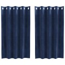  Gardiner med gardiner 2 pcs Mørkblå 140 x 140 cm Fløyel