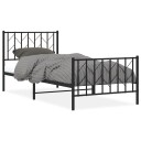 vidaXL Sengeramme i metall med hode- og fotgavl svart 90x190 cm 8721012249806