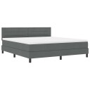 Box Spring Seng med Madrass Mørkegrå 180x200 cm Stoff