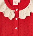Flöss Cardigan   Strikk/Hullmønster   Dora   Poppy Løs inn Glitt   Flöss   5 år (110)   Cardigan Beige Hvit Rød