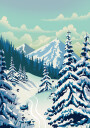 Skiing Landscape Plakat Plakat / 30x40cm