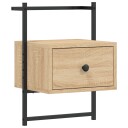  Nattbord veggmontert sonoma eik 35x30x51 cm konstruert tre