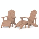 vidaXL Adirondack hagestoler med fotstøtte 2 stk HDPE brun